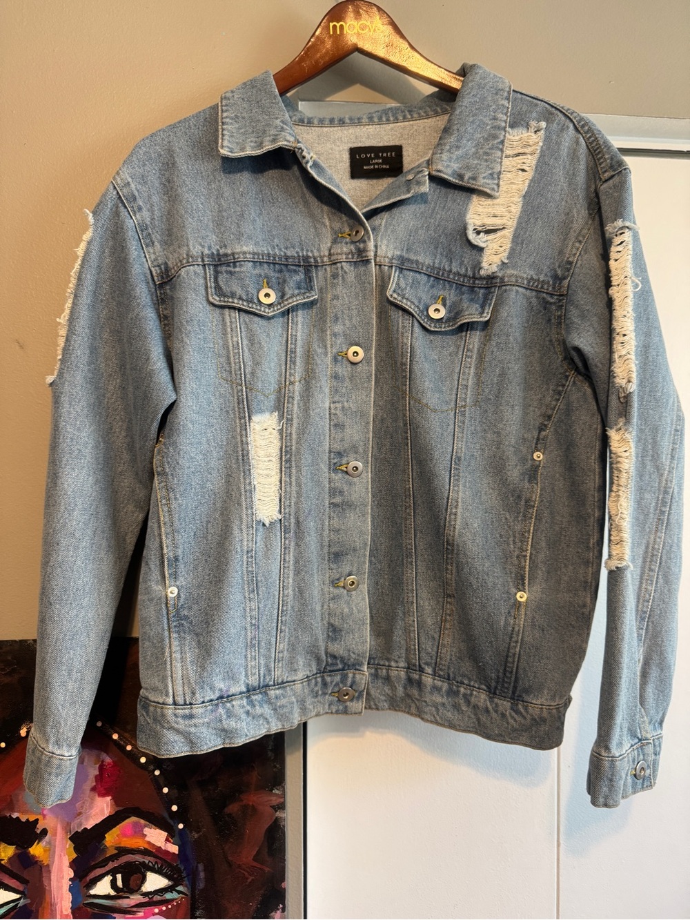 Custom Hand-Painted "Return to Self" Denim Jacket - Large - Picture 12 of 16